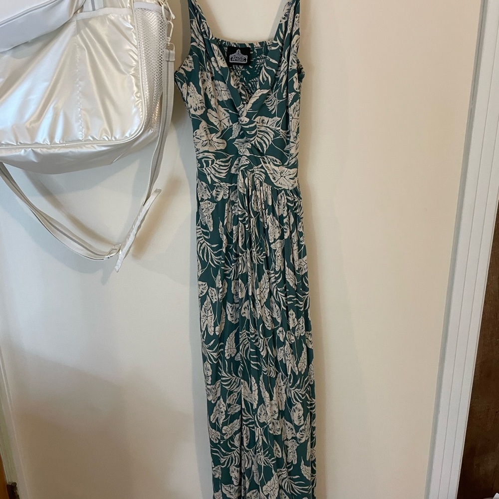 Green and White Floral Maxi Dress
